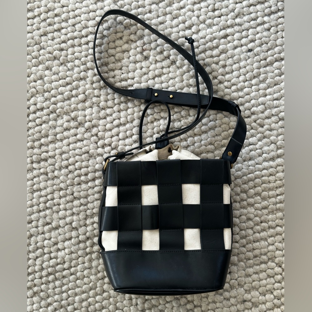 J. Crew leather and canvas woven bag